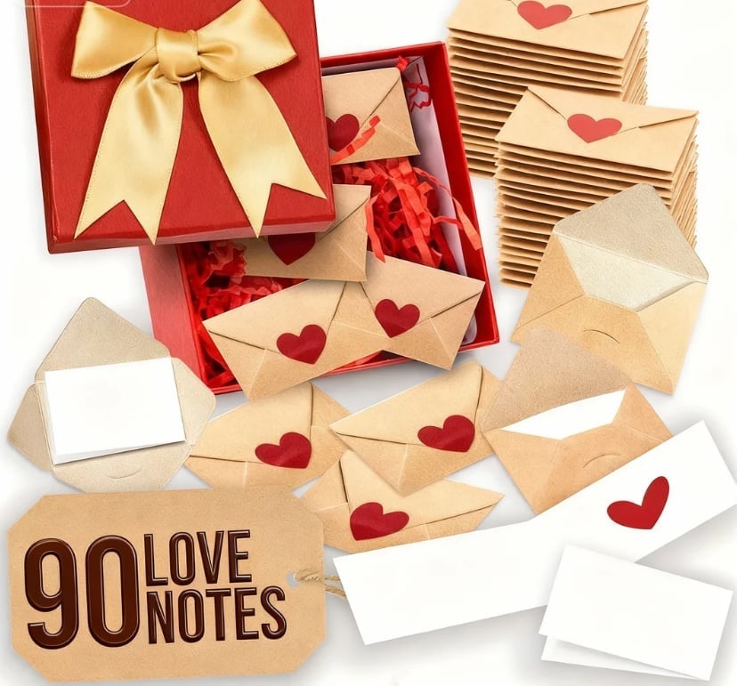 Mini Envelopes With Blank Cards - 90 sets+Gift Box