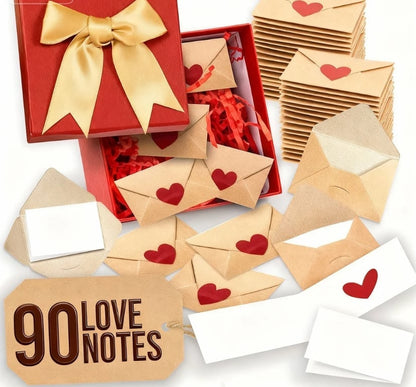 Mini Envelopes With Blank Cards - 90 sets+Gift Box
