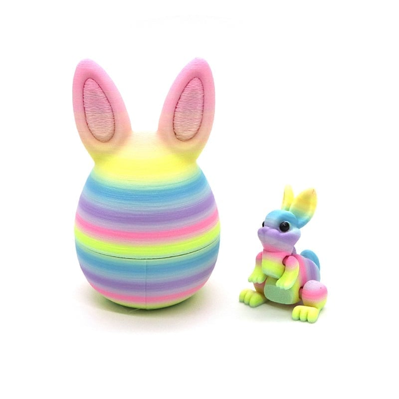 3D Printed Rainbow Bunny Easter Egg Set - Crayon color