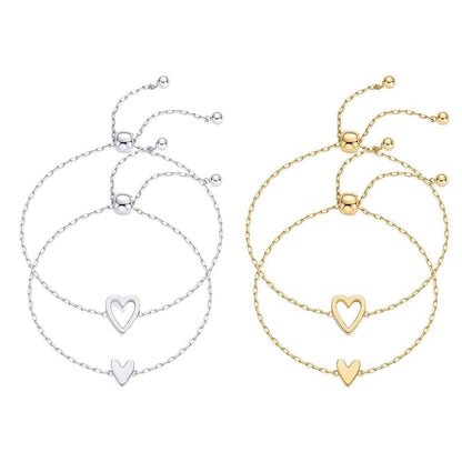 Adjustable Love Friendship Two Bracelet Pack - Silver + Gold