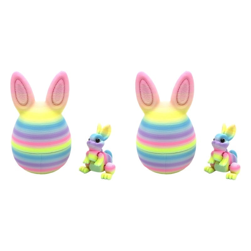 3D Printed Rainbow Bunny Easter Egg Set - 2 Sets(Crayon color)
