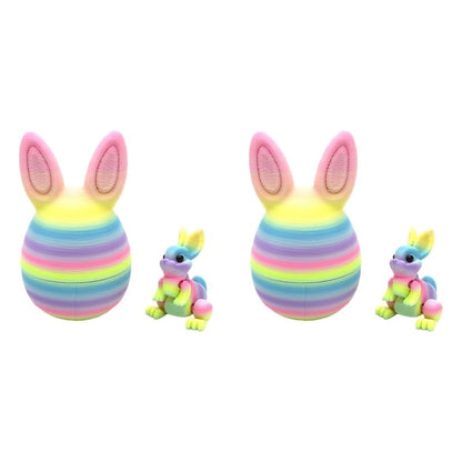 3D Printed Rainbow Bunny Easter Egg Set - 2 Sets(Crayon color)