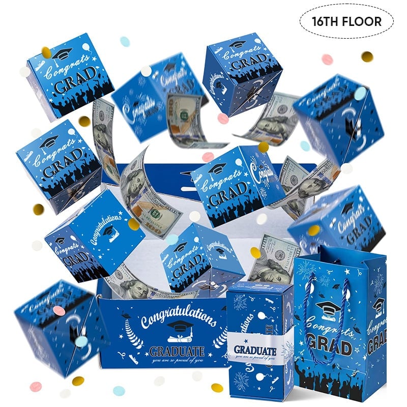 Graduation Pop Up Gift Box - Blue, 16 Layers