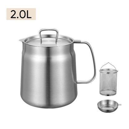 2-in-1 304 Stainless Steel Multifunctional Oil Strainer Pot - 2.0 L