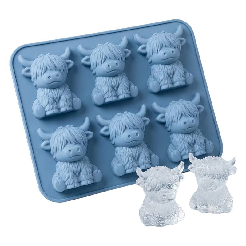 Highland Cow Silicone Ice Cube Tray - Fluffy Cow (6-Cavity) * 1 PC