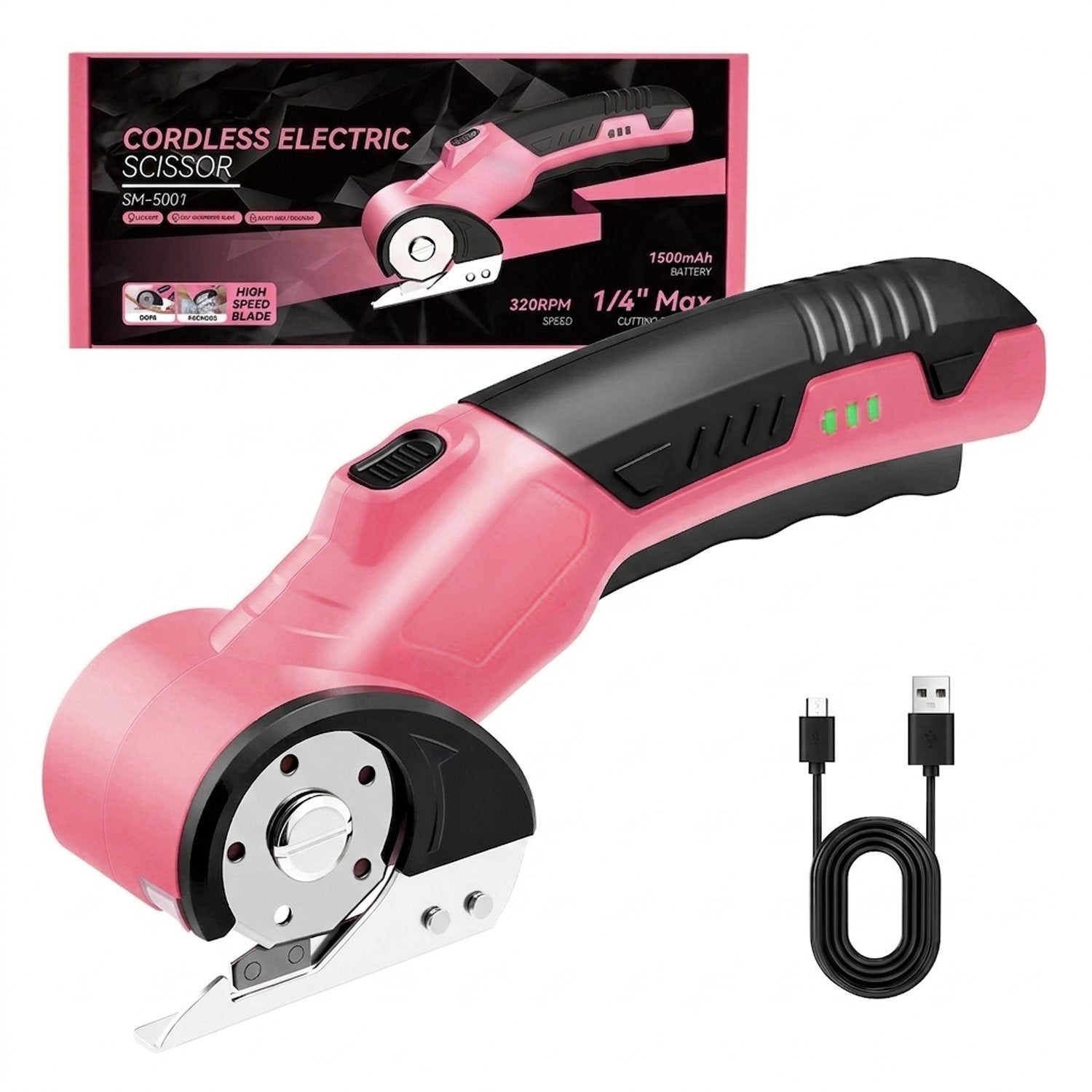 Cordless Electric Scissors - 1 Blade with Box, Pink