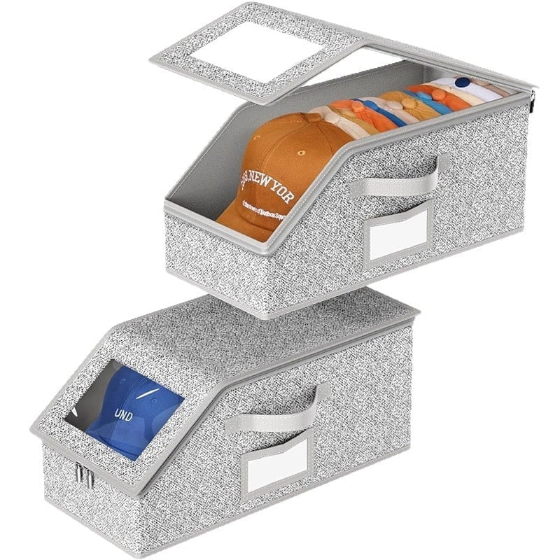 📦 Foldable Multifunctional Hat Storage Case - Grey, 2 PCS