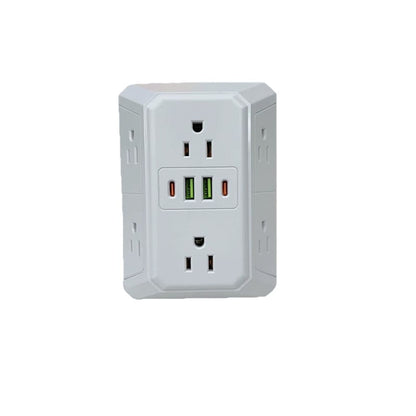 Multi Plug 6-Outlet Extender - white-without light