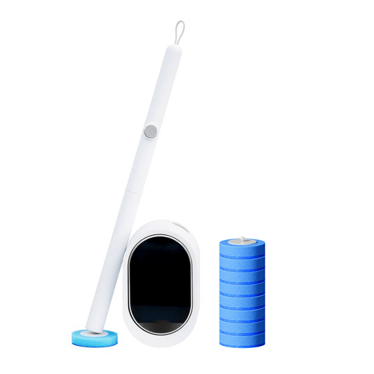 Disposable toilet brush with refills - 1 disposable toilet brush + 8 refill heads
