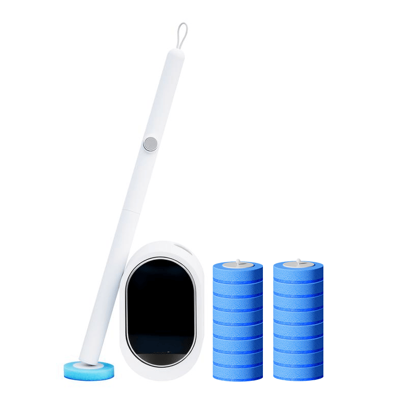 Disposable toilet brush with refills - 1 disposable toilet brush + 16 refill heads