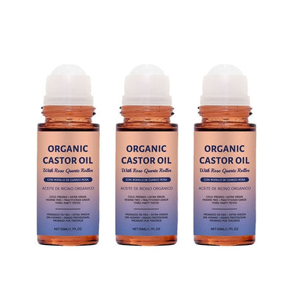Organic Golden Castor Oil Roll-On with Rose Quartz - 3 PCS