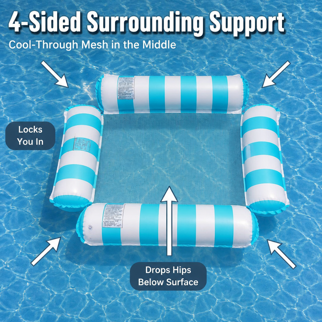 SurfEase™ 4-Side Lounge Float — Sit Upright, Lay Flat, Stay Cool All Afternoon
