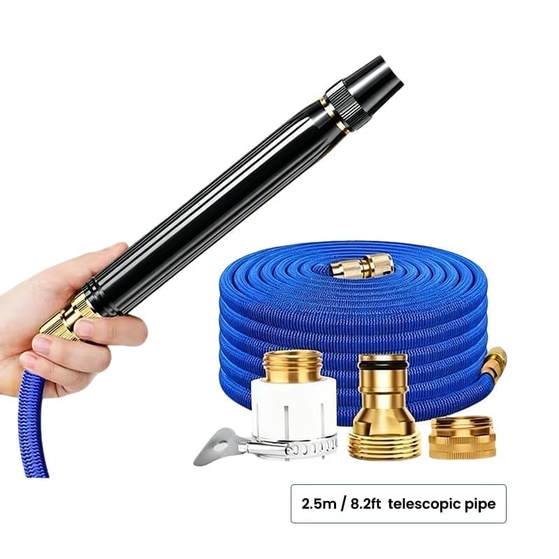 🔥Heavy Duty Adjustable Twist Hose Nozzle Jet Sweeper Nozzle - Adjustable Metal Nozzle Garden Hose Sprinkler + 2.5m /8.2ft Telescopic Pipe