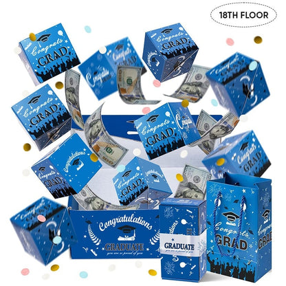 Graduation Pop Up Gift Box - Blue, 18 Layers