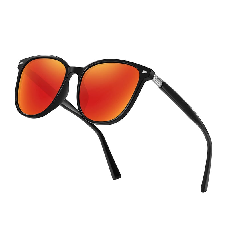 Big Style Polarized Sunglasses - Black Frame / Red Lens