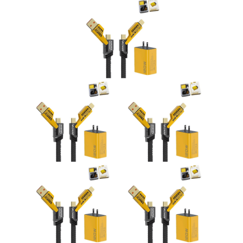 120W Dual USB & Dual Type-C Fast Charger - 5 sets, US Plug