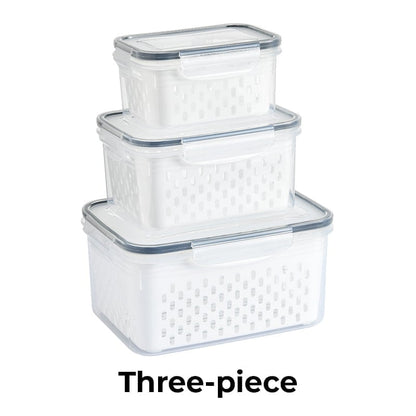 Food Storage Containers for Fridge with Removable Colander - Three-piece (850ML+1750ml+3300ml)