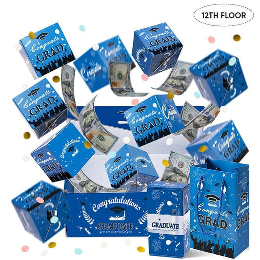 Graduation Pop Up Gift Box - Blue, 12 Layers