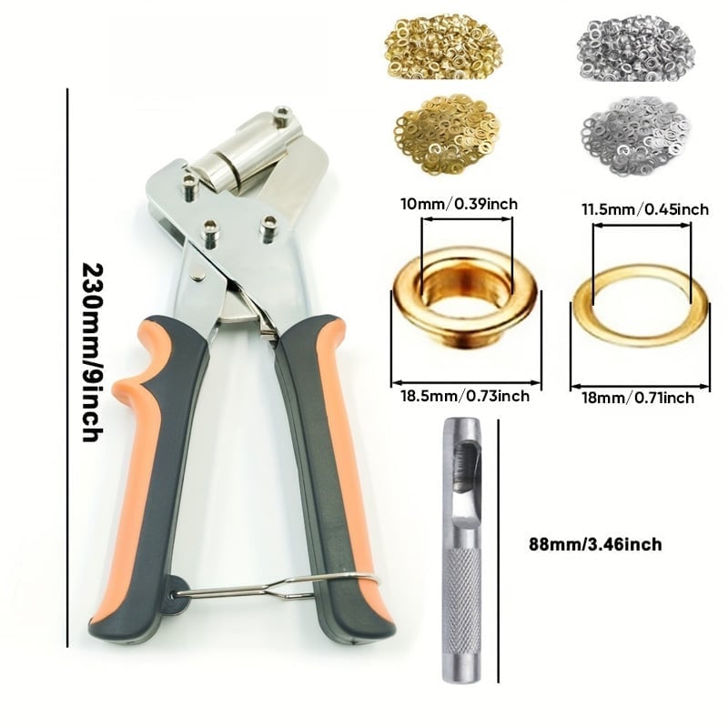 10mm white punch+250 gold eyelets+ 250 silver eyelets