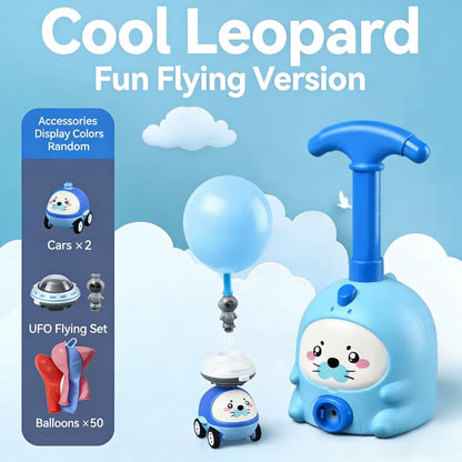 Balloon Launcher Toy Set - 2 Blue Seal Cars+2 UFO Flying Sets+50 Balloons