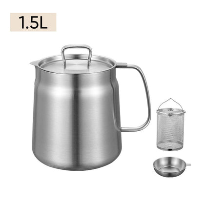 2-in-1 304 Stainless Steel Multifunctional Oil Strainer Pot - 1.5 L