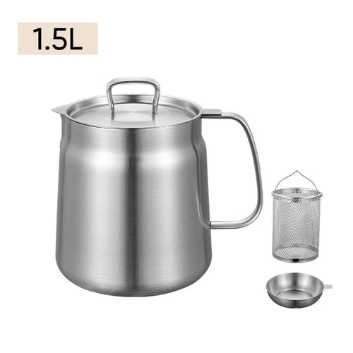 2-in-1 304 Stainless Steel Multifunctional Oil Strainer Pot - 1.5 L