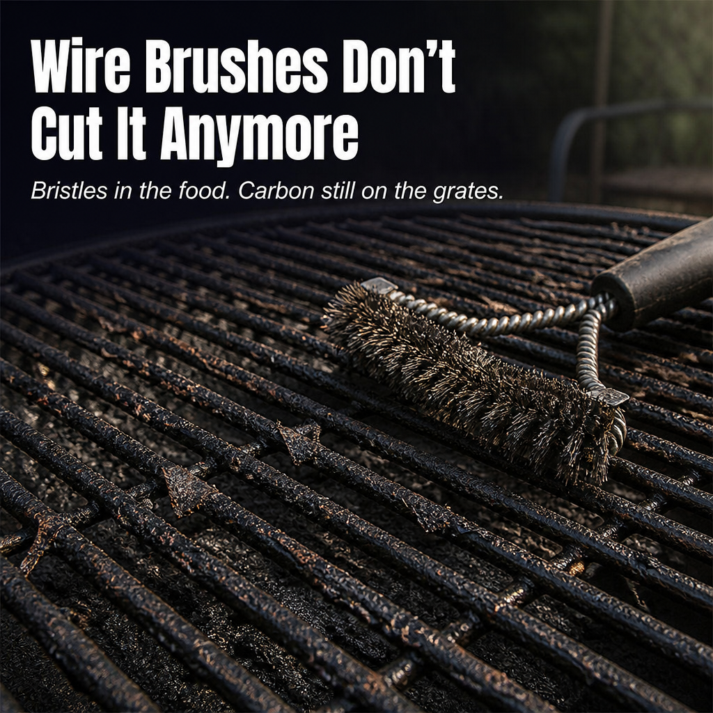 FlameForce™ — Lift Burnt-On Grease Off Your Grill in Two Minutes