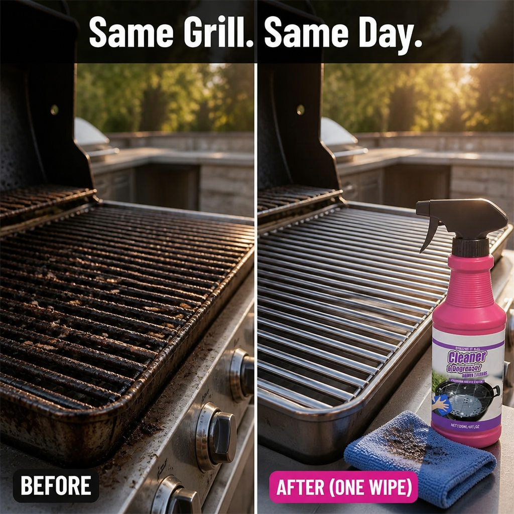 FlameForce™ — Lift Burnt-On Grease Off Your Grill in Two Minutes