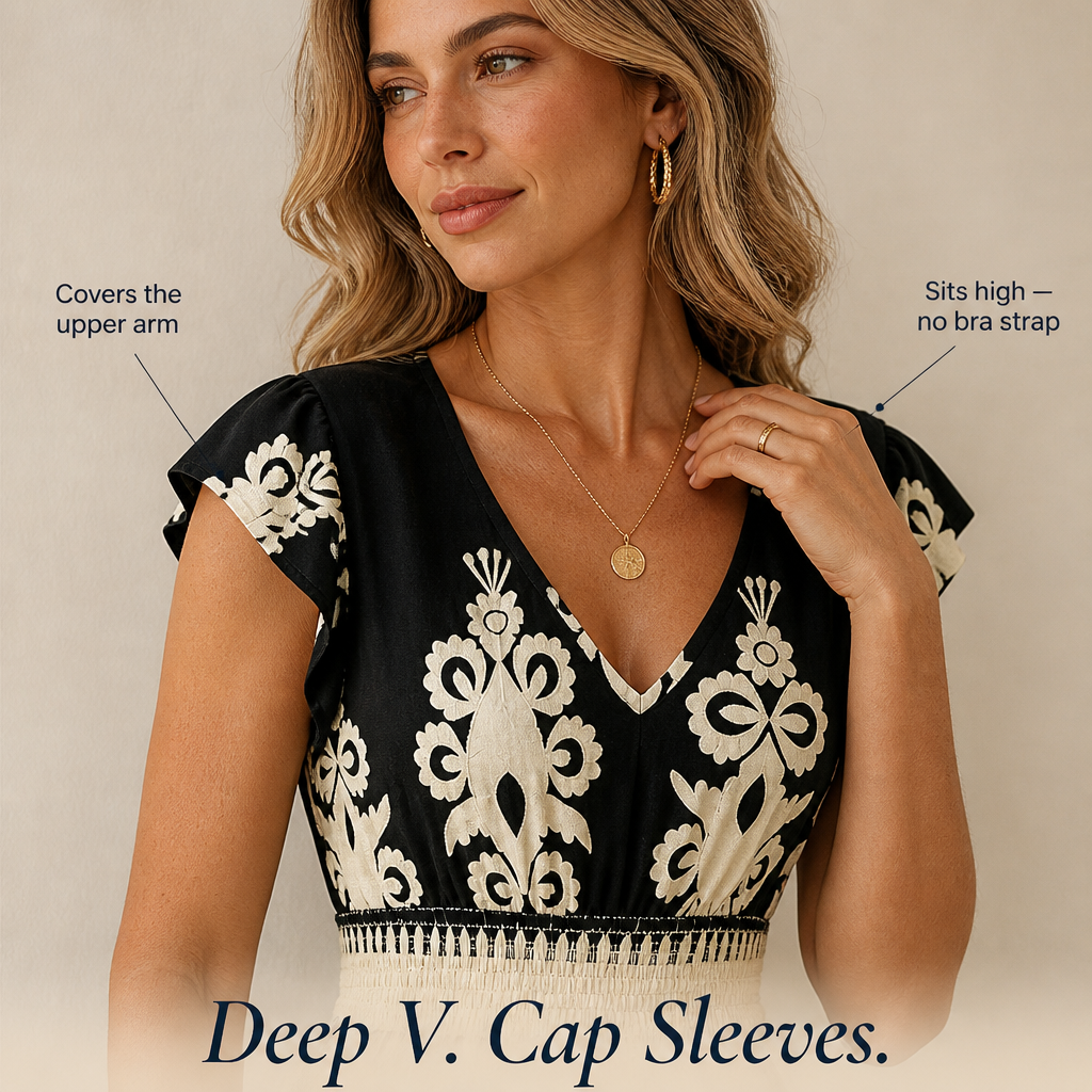 Vellureva™ — Wear One Cap-Sleeve Maxi from Café Lunch to Rooftop Dinner